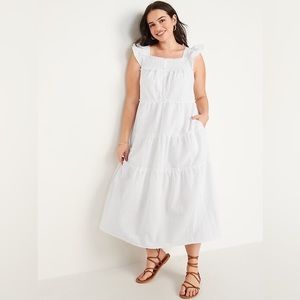 Old Navy Flutter Sleeve Tiered Smocked Midi Dress